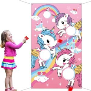 Unicorn Toss Game with 3 Nylon Bean Bags for Children Adult Unicorn