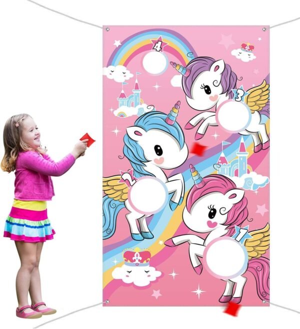 Unicorn Toss Game with 3 Nylon Bean Bags for Children Adult Unicorn