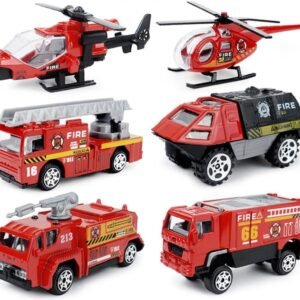JQGT 6 in 1 Pocket Fire Engine Truck Rescue Vehicle Toy Play