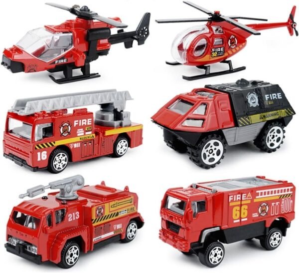 JQGT 6 in 1 Pocket Fire Engine Truck Rescue Vehicle Toy Play