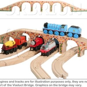 Orbrium Toys 6 Arches Viaduct Bridge for Wooden Railway Track Fits Thomas
