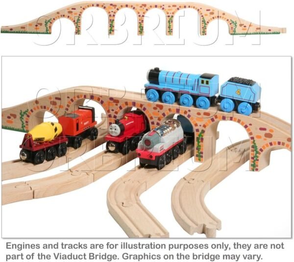 Orbrium Toys 6 Arches Viaduct Bridge for Wooden Railway Track Fits Thomas