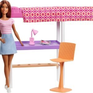 Barbie Doll and Furniture Set, Loft Bed with Transforming Bunk Beds and