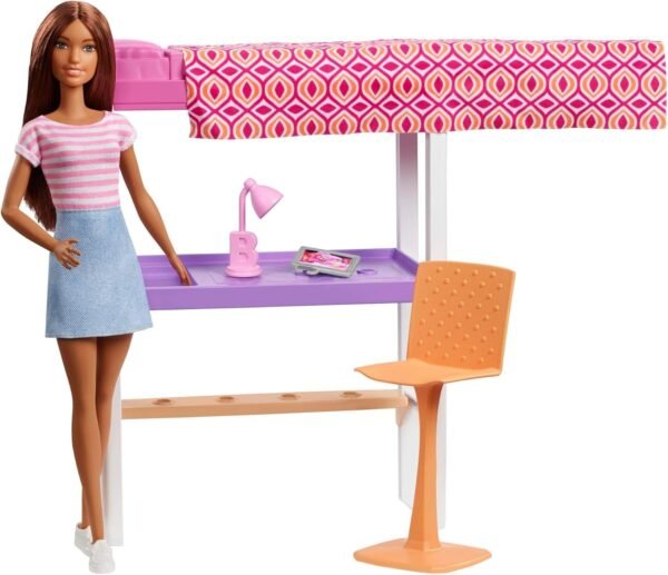 Barbie Doll and Furniture Set, Loft Bed with Transforming Bunk Beds and
