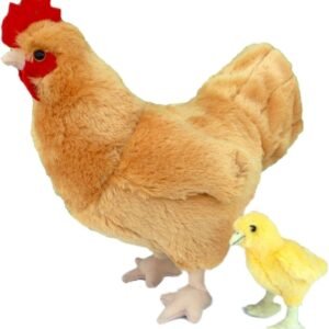 Adore 12 Standing Goldie The Hen Chicken with Baby Chick Plush Stuffed