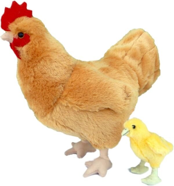 Adore 12 Standing Goldie The Hen Chicken with Baby Chick Plush Stuffed