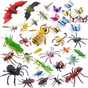 Auihiay 36 Pack Large Plastic Insect Figures Assorted Insect Bugs Includes Multicolored
