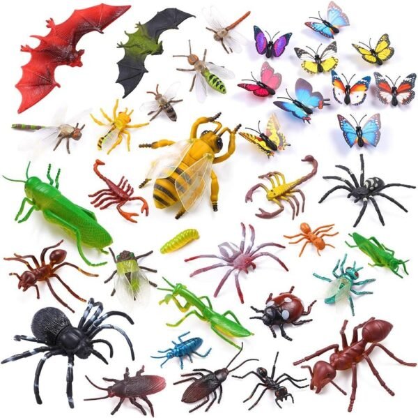 Auihiay 36 Pack Large Plastic Insect Figures Assorted Insect Bugs Includes Multicolored