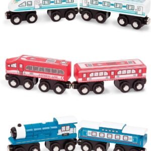 Battat Wooden Passenger Trains Classic & Compatible Wooden Toy Train Car Accessories