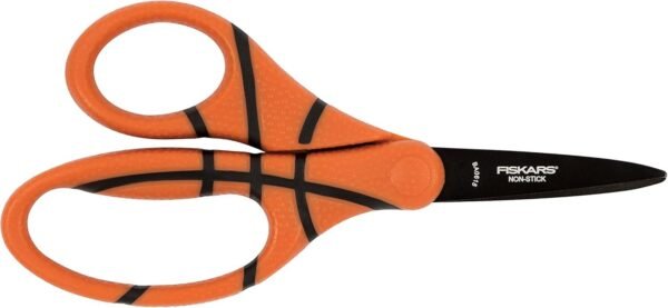 Fiskars 134302-1002 5 Inch Kids Scissors NonStick Basketball, Pointed Kit
