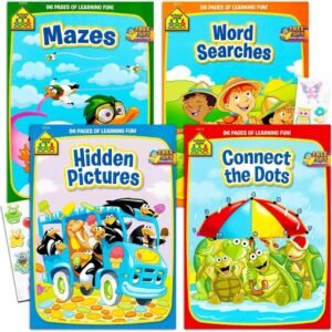 School Zone Activity Book Set Kids- 4 Books Mazes, Connect The Dots,