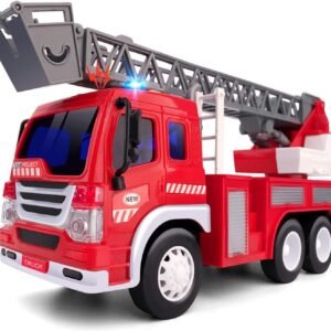 Gizmovine Fire Truck Toy with Lights and Sounds, Extending Rescue Rotating Ladder
