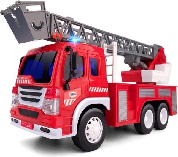 Gizmovine Fire Truck Toy with Lights and Sounds, Extending Rescue Rotating Ladder