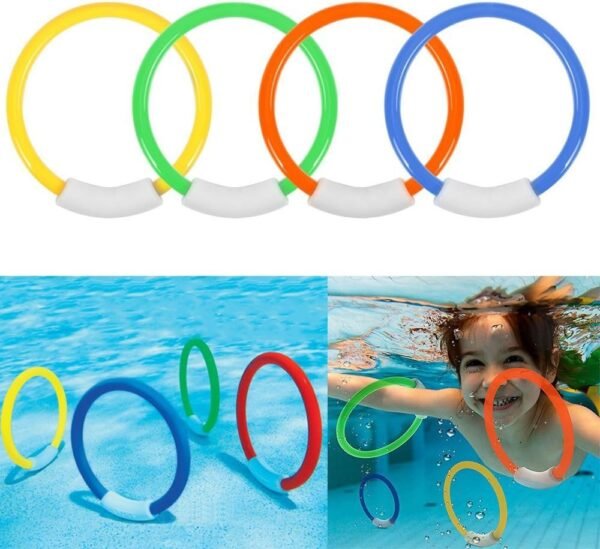 Ytuomzi Dive Rings Swimming Pool Toy Rings 4 PCS Plastic Diving Ring