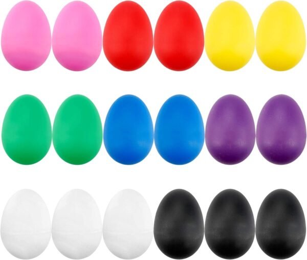 18PCS Plastic Egg Shakers Percussion Musical Egg Maracas Easter Eggs with 8