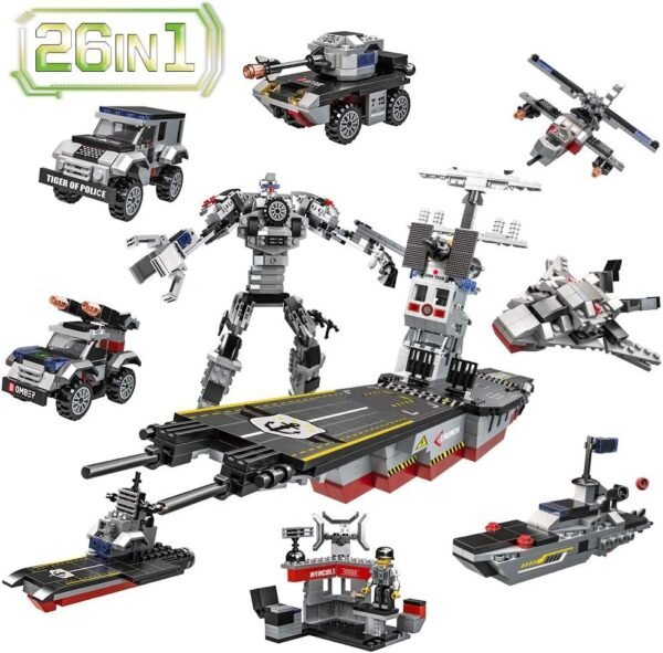 Lucky Doug 1013PCS Building Bricks Set, 26 in 1 Aircraft Carrier Building