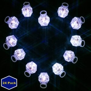 Midafon White Led Rings 24 Pack LED Light Up Diamond Bling Rings