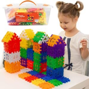 RAINBOW TOYFROG Waffle Blocks for Toddlers & Kids 96 Pcs STEM Building