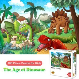 100 Piece Jigsaw Puzzles for Kids Ages 4-8 The Age of Dinosaur,