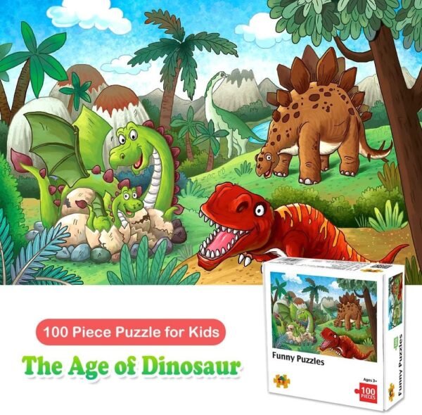 100 Piece Jigsaw Puzzles for Kids Ages 4-8 The Age of Dinosaur,