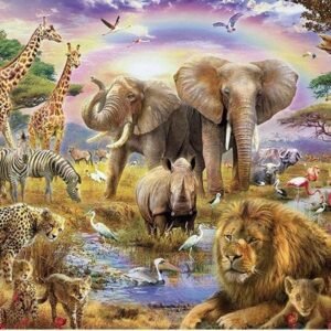 1000 Pieces African Animal Puzzle Wooden Jungle Scene African Beasts Jigsaw Puzzle