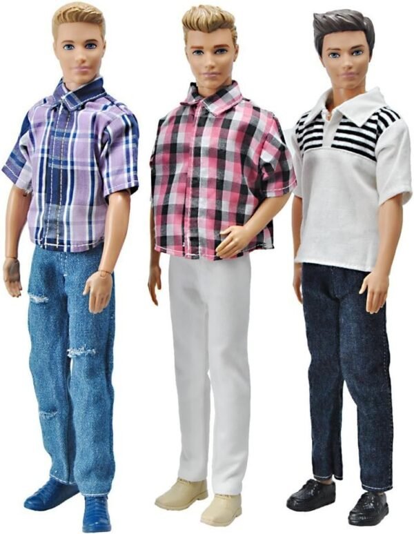 E-TING 3 Sets Casual Wear Plaid Doll Clothes Jacket Pants Outfits for