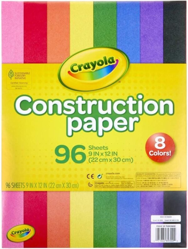 Crayola Construction Paper 9 x 12 Pad, 8 Classic Colors 96 Sheets,