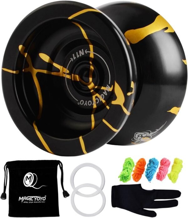 MAGICYOYO Professional Unresponsive Yoyo N11 Alloy Aluminum YoYo Ball Black with Golden