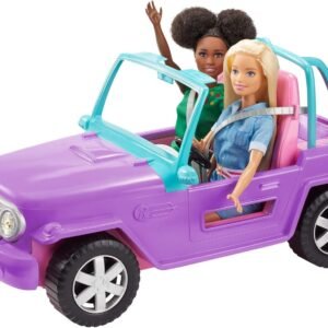 Barbie Off-Road Vehicle, Purple with Pink Seats and Rolling Wheels, 2 Seats,