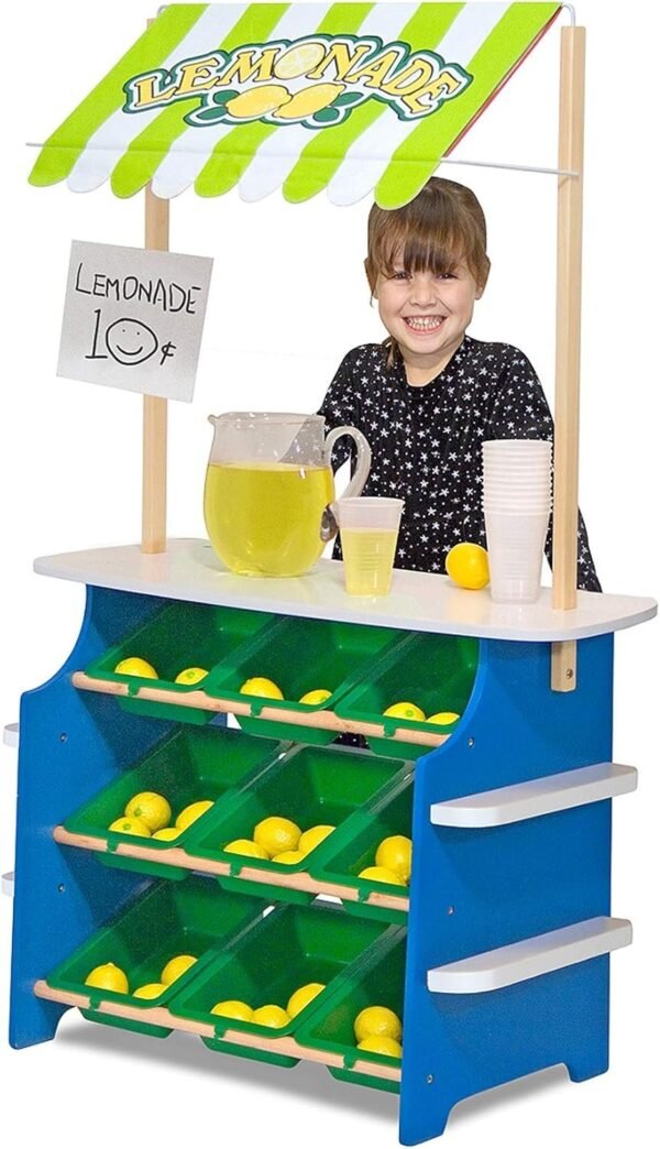 Melissa & Doug Wooden Grocery Store and Lemonade Stand - Reversible Awning,