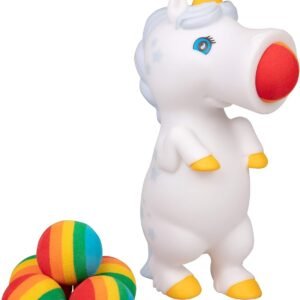 Hog Wild White Unicorn Popper Toy - Shoot Foam Balls Up to