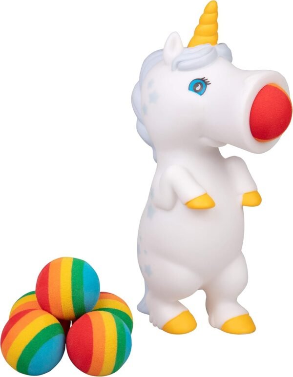 Hog Wild White Unicorn Popper Toy - Shoot Foam Balls Up to
