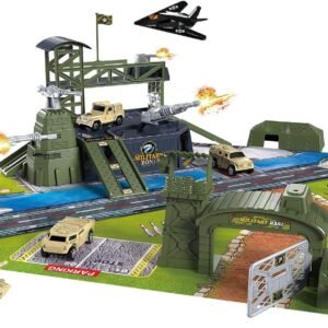 BeebeeRun 34 Pieces Military Base Set, Army Men Playset with Vehicles Accessories