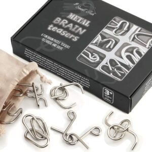Metal Brain Teaser Puzzles 6 Set for Kids and Adults, Large Mind