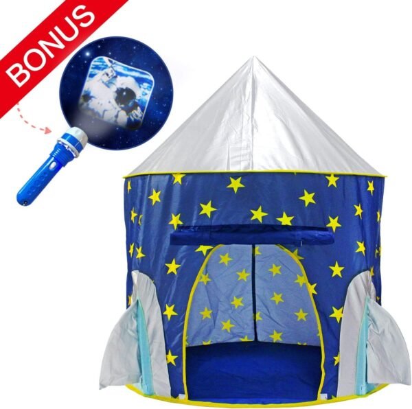 Yoobe Rocket Ship Play Tent - with BOUNS Space Torch Projector Indoor/Outdoor