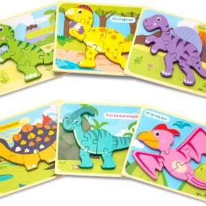 Toddler Puzzles, Aywewii 6 Pack Wooden Dinosaur Puzzles for Toddlers Kids 3-5