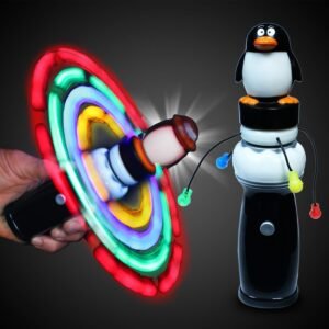 Windy City Novelties LED Light Up Penguin Galaxy Spinner Toy for Kids