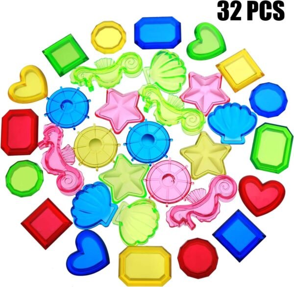 32 Pieces Sinking Dive Gem Pool Toy Sinking Diving Gems Colorful Acrylic