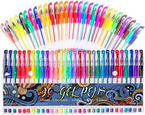 Gel Pens 30 Colors Gel Marker Set Colored Pen with 40% More