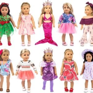 ebuddy 10-Sets Fashion Doll Clothes and Accessories with Popular Elements Horn Style,Unicon,Flamingo,Mermaid,Princess
