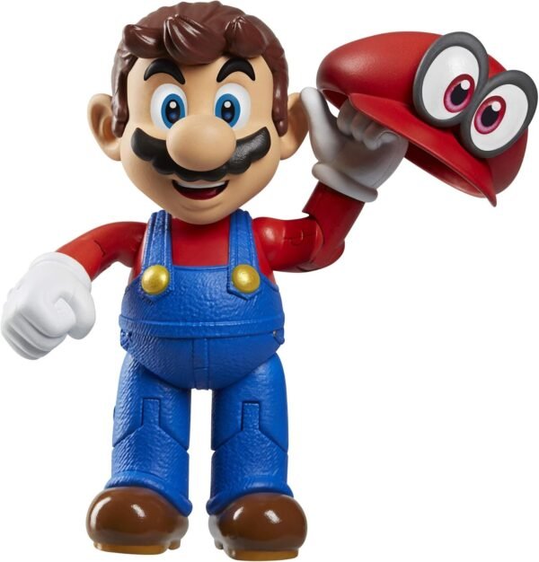 World of Nintendo 4 Mario Odyssey Action Figure with Hat Action Figure