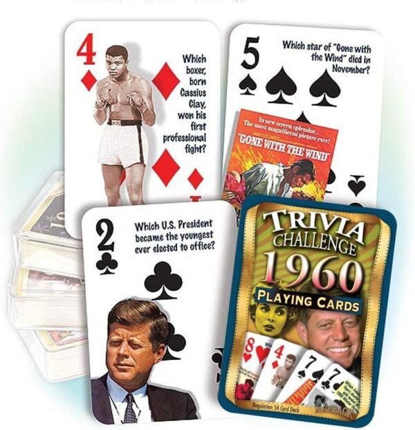 Flickback 1960 Trivia Playing Cards 60th Birthday or Anniversary Kit