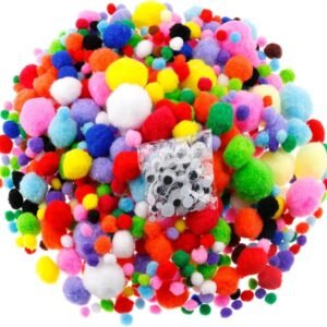 Caydo 1400 Pieces 5 Sizes Multicolor Pom Poms Assorted Pompoms with 4
