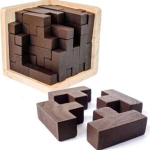 Original 3D Wooden Brain Teaser Puzzle by Sharp Brain Zone. Genius Skills