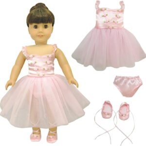 Pink Butterfly Closet Ballet Ballerina Dance Dress for 18-inch Dolls