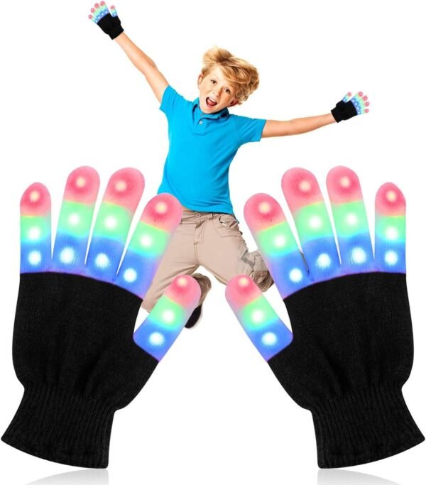 Feeke Kids Flashing LED Gloves Cool Fun Toys- Light-up Party LED Party