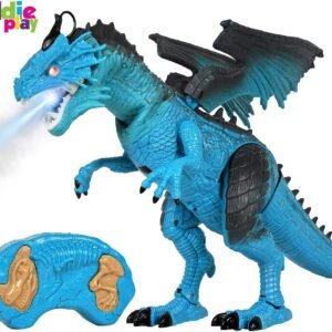 Kiddie Play Remote Control Dinosaur Toy Smoke Breathing and Walking Dragon with