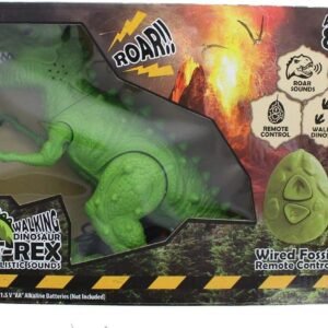 Walking Dinosaur T-Rex with Realistic Sounds, Wired Fossil Remote Control, 8 inches