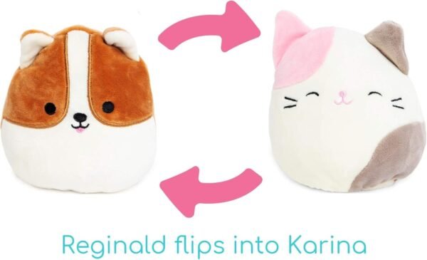SQUISHMALLOWS Flip-A-Mallows Plush Stuffed Animals - 5 inches Cat and Dog