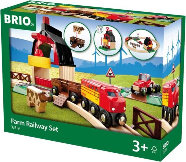 BRIO 33719 Farm Railway Set Toy Train Set for Kids Age 3